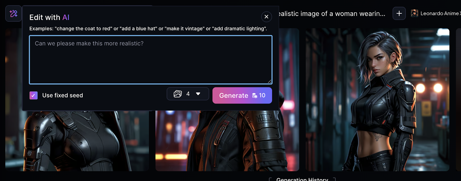 Writing prompts with Leonardo AI