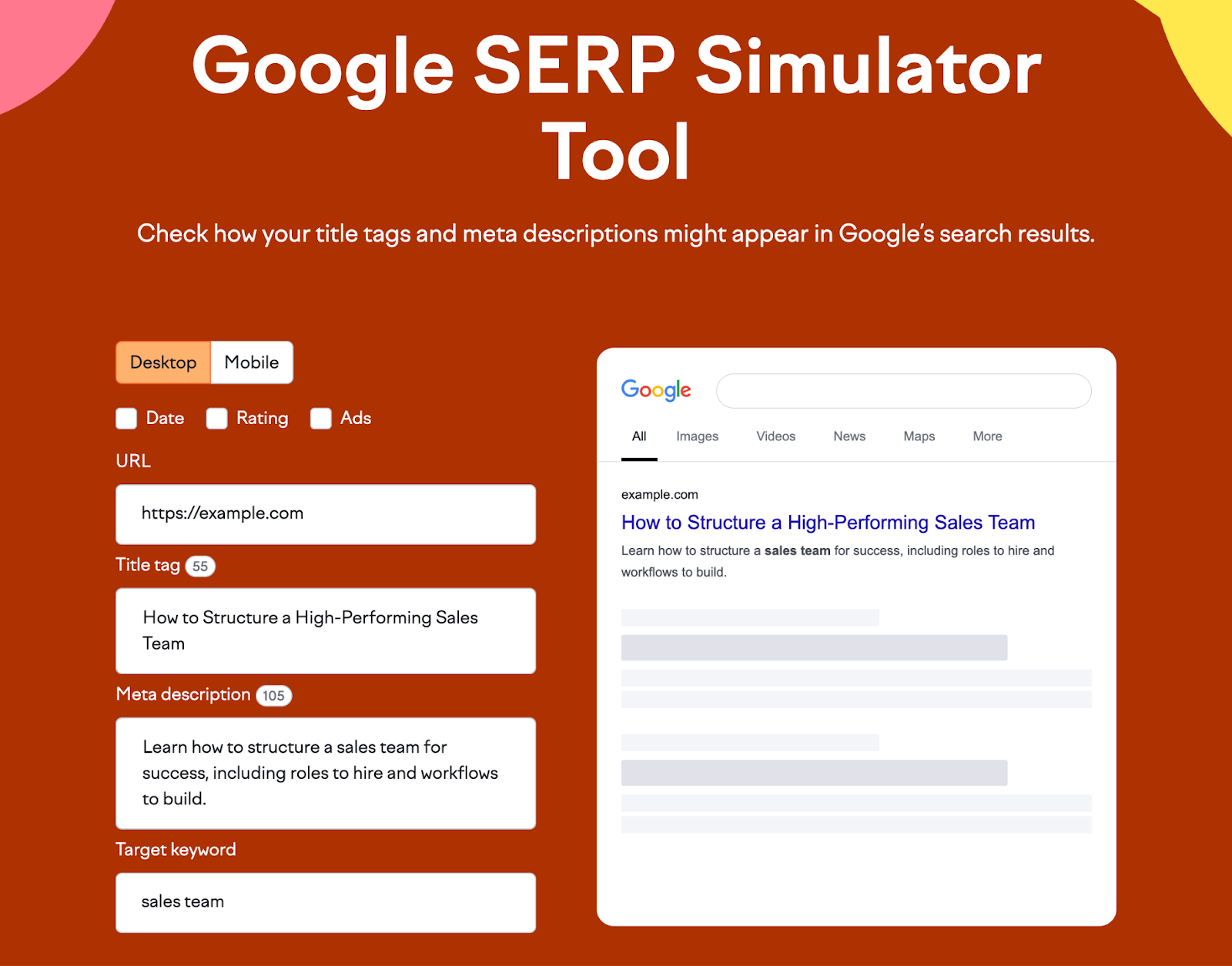 You can also choose to add an SEO boost and free Unsplash images.