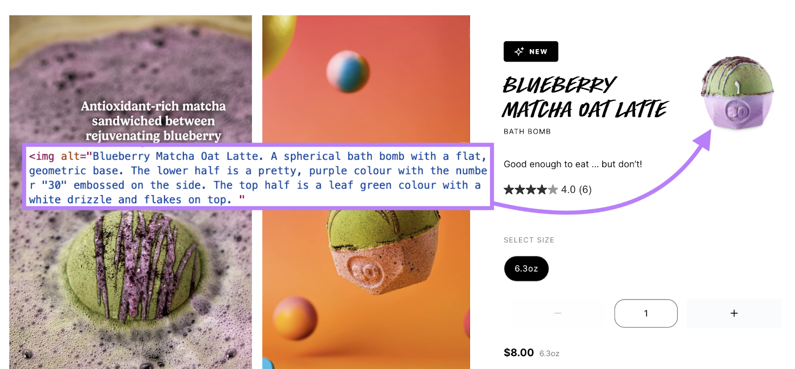 Individual product page image has much more descriptive alt text.