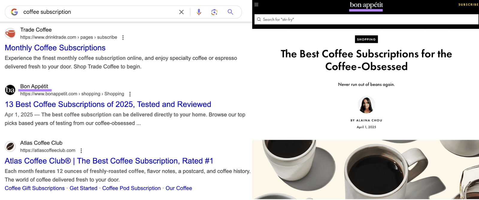 coffee subscription serp